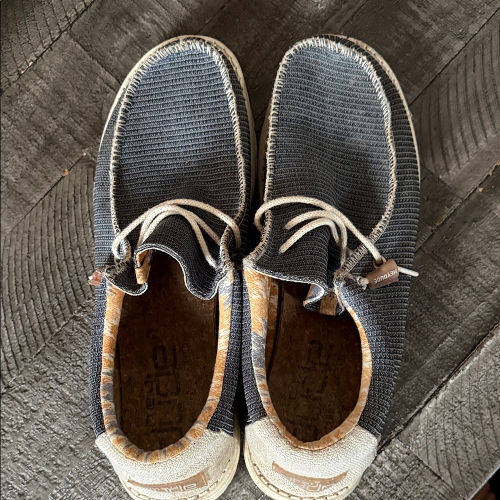 Hey Dude Beige Canvas Slip-Ons-size 13